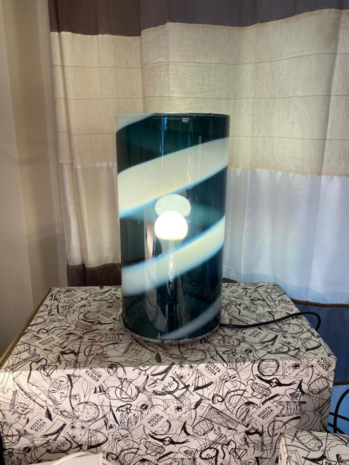 *BRAND NEW* Kosta Boda lamp Black with white swirls. Lamp included.  - Image 2 of 3