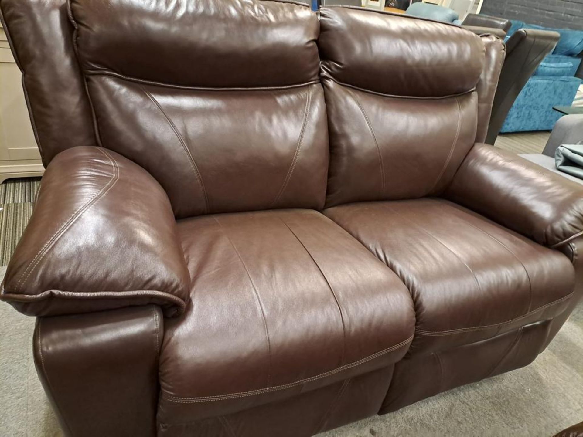 *EX DISPLAY* Santa fe 2 + 2 seater sofa in chocolate brown full leather. - Image 3 of 8