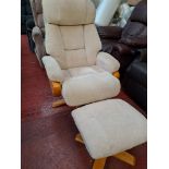 *EX DISPLAY* swivel recliner and footstool in cream