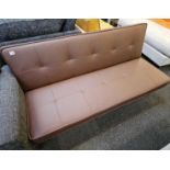 *EX DISPLAY* Brown faux leather click clack sofa bed.