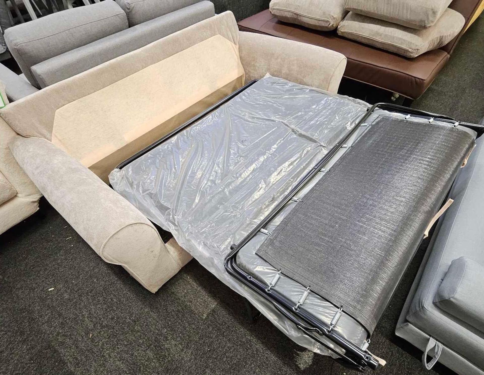 *EX DISPLAY* Habitat cream chenille metal action sofa bed - Image 3 of 4