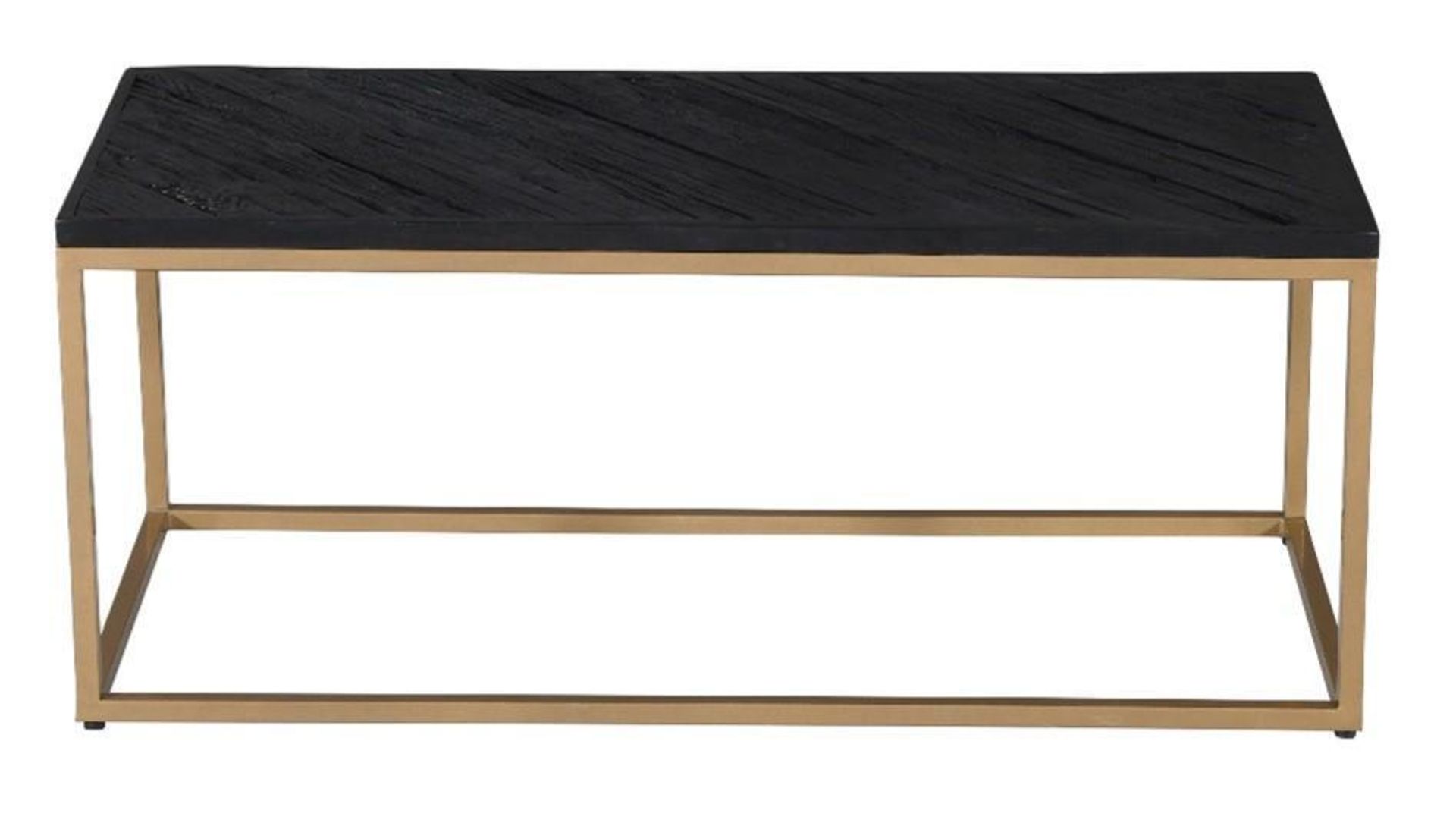 *BRAND NEW* Trisulli large planked black ash coffee table with gold metal base. RRP: £269.99