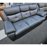 *EX DISPLAY* Picasso Italian genuine leather 3 seater and 2 seater manual recliner suite in grey
