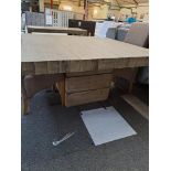 *EX DISPLAY* Mark Webster casade square reclaimed antique dining table with heavy square pedestal.