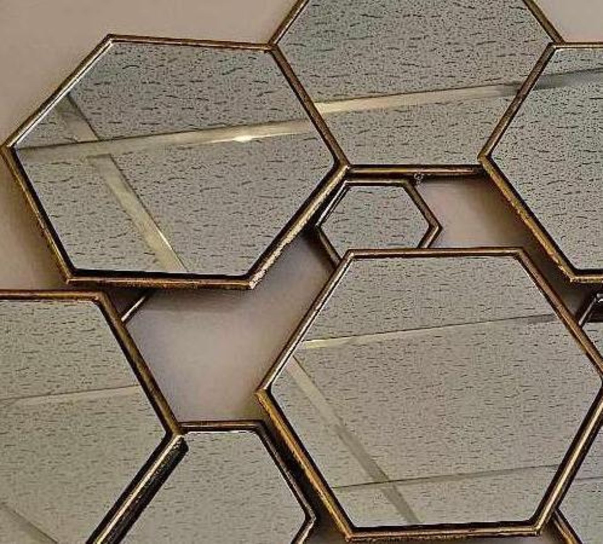 *EX DISPLAY* Ostara 15 Pane Gold Hexagon Mirror. 120 X 64cm - Image 2 of 3