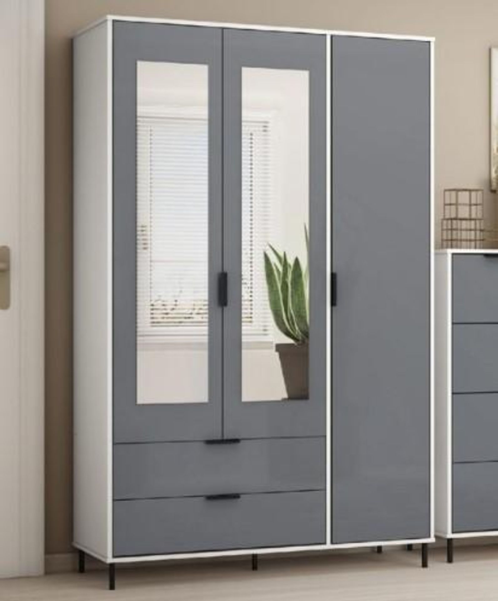 *BRAND NEW* Barcelona grey and white flat packed wardrobe. - Image 3 of 3