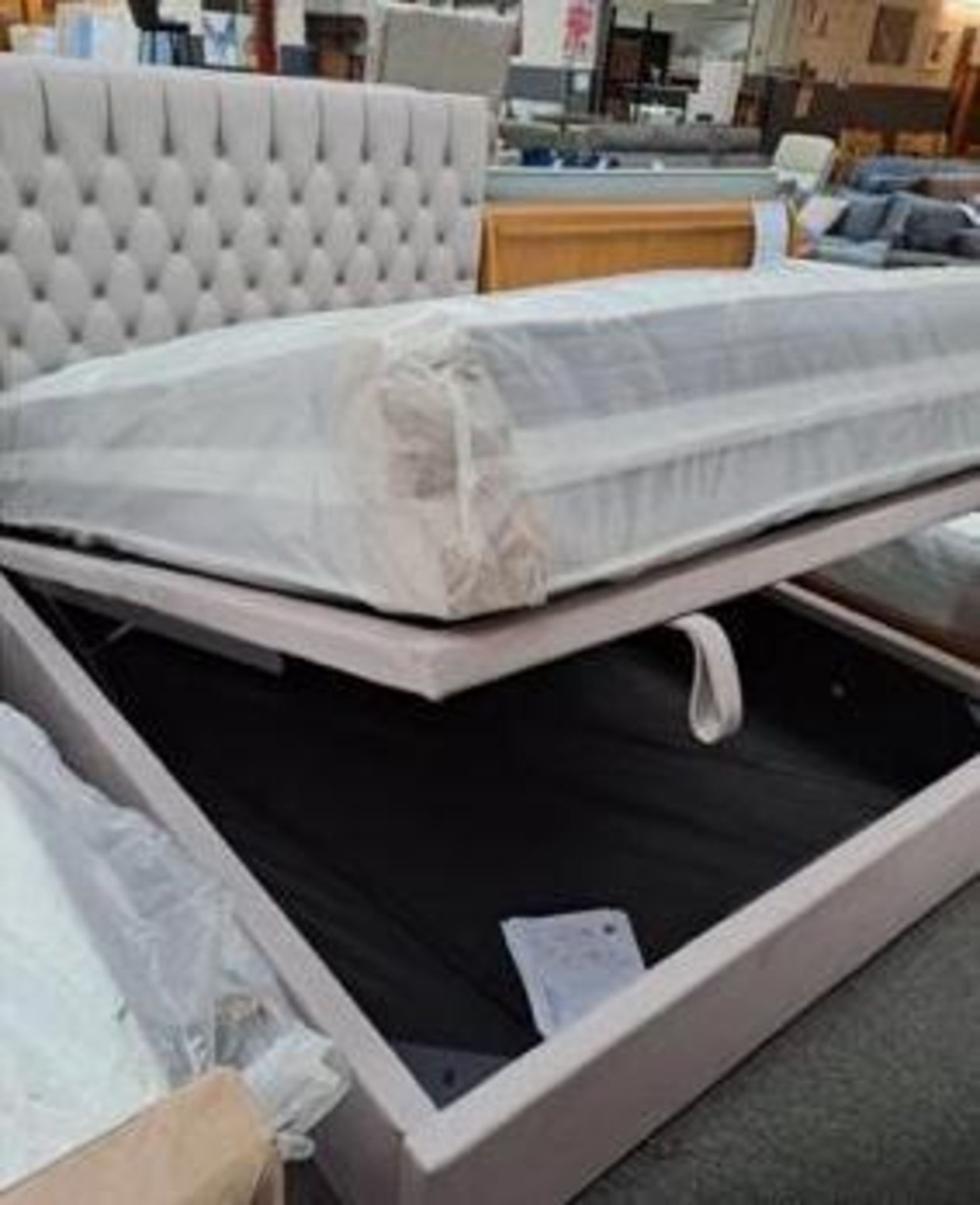 *EX DISPLAY* Furniture Village Sergio king size deep buttoned heavy duty ottoman bed with mattress