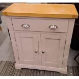 *EX DISPLAY* IFD Oak/painted putty 1 door 2 drawer small sideboard.