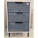 *EX DISPLAY* Barcelona grey and white gloss 3 drawer bedside pre-assembled.