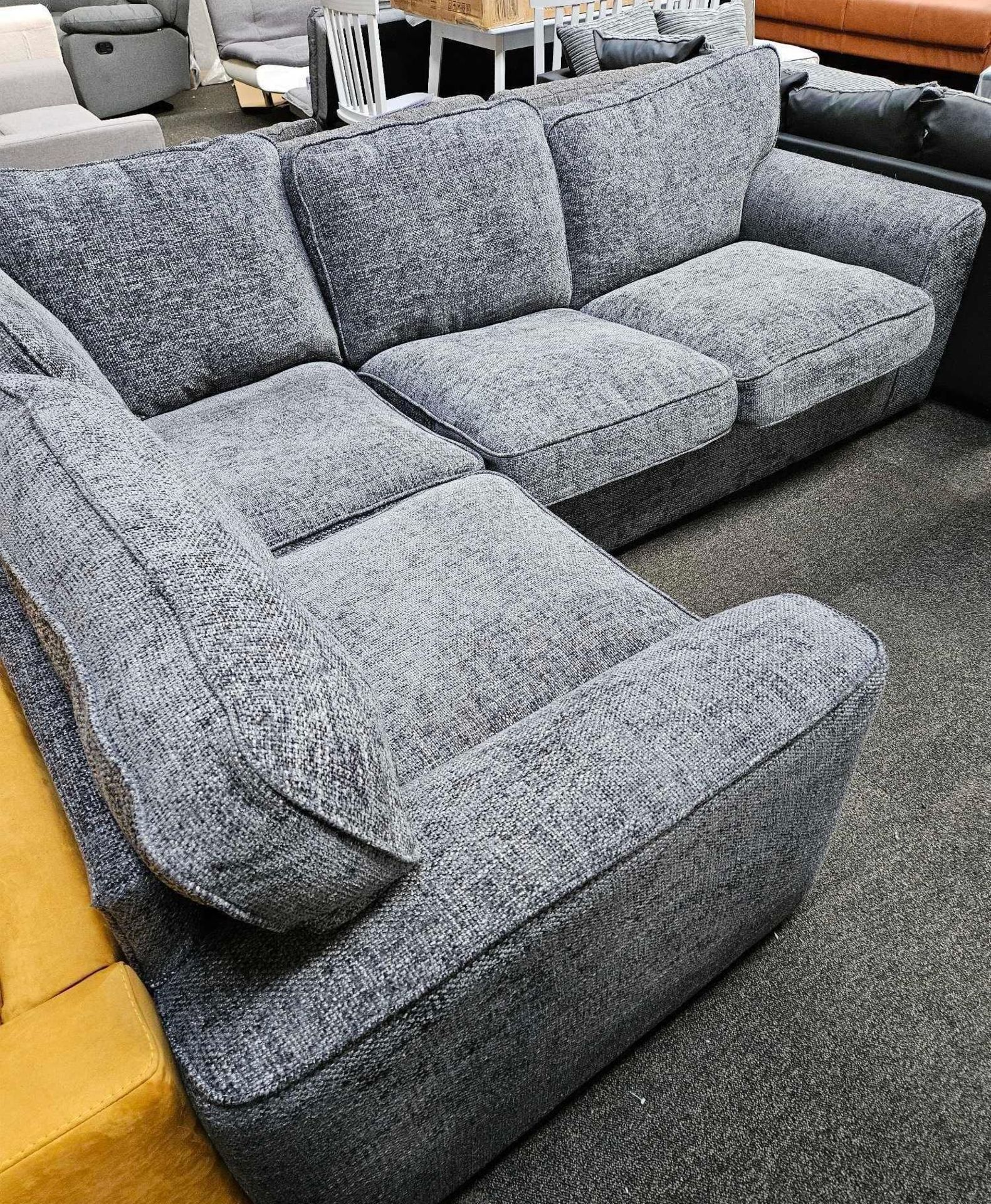 *EX DISPLAY* Furniture village Emilia corner sofa/sofa bed in hopsack dark grey - Image 2 of 5