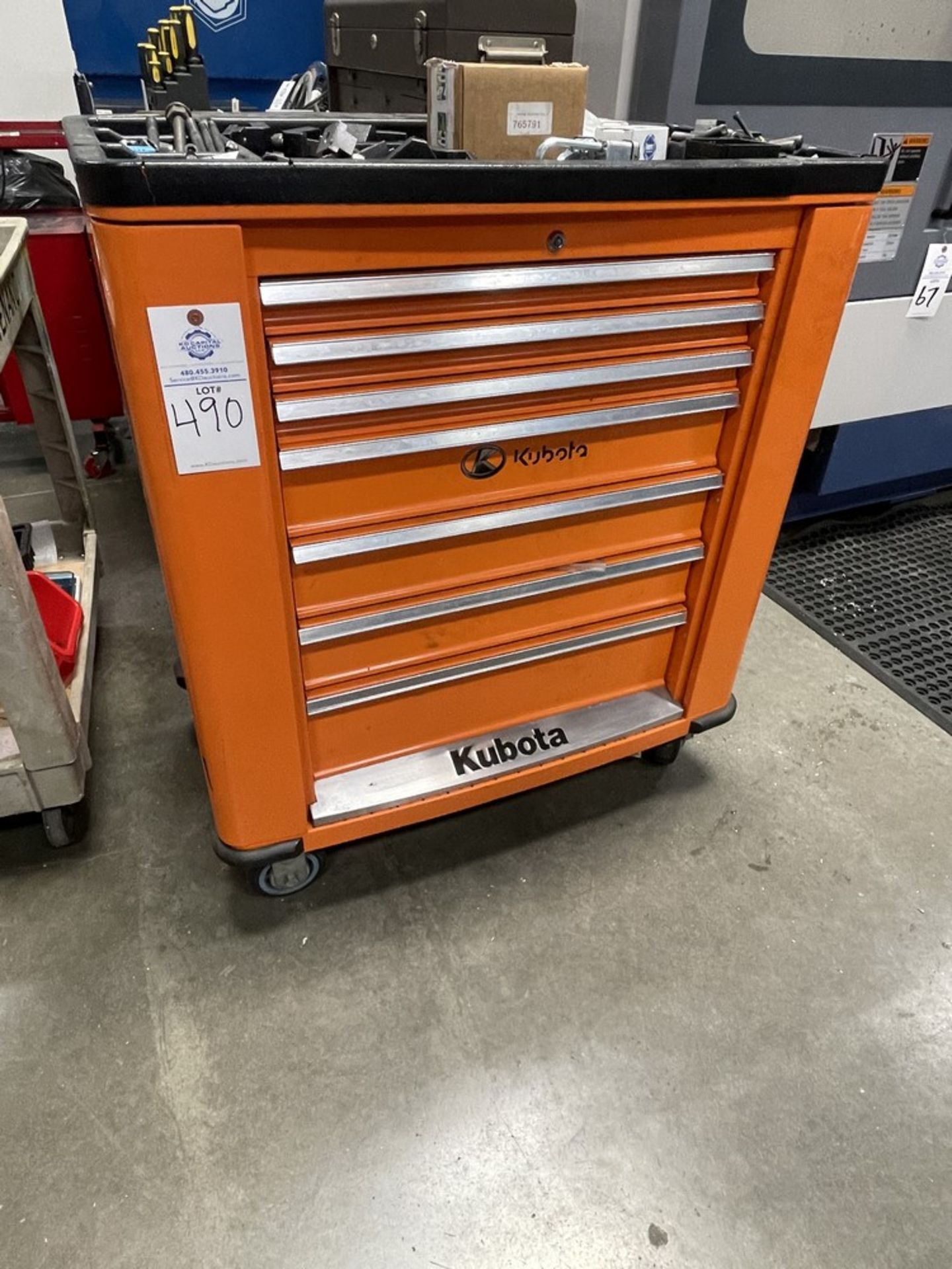 Kubota 7-Drawer Heavy Duty Rolling Tool Chest w/ Contents of Misc. Clamps and Bolts