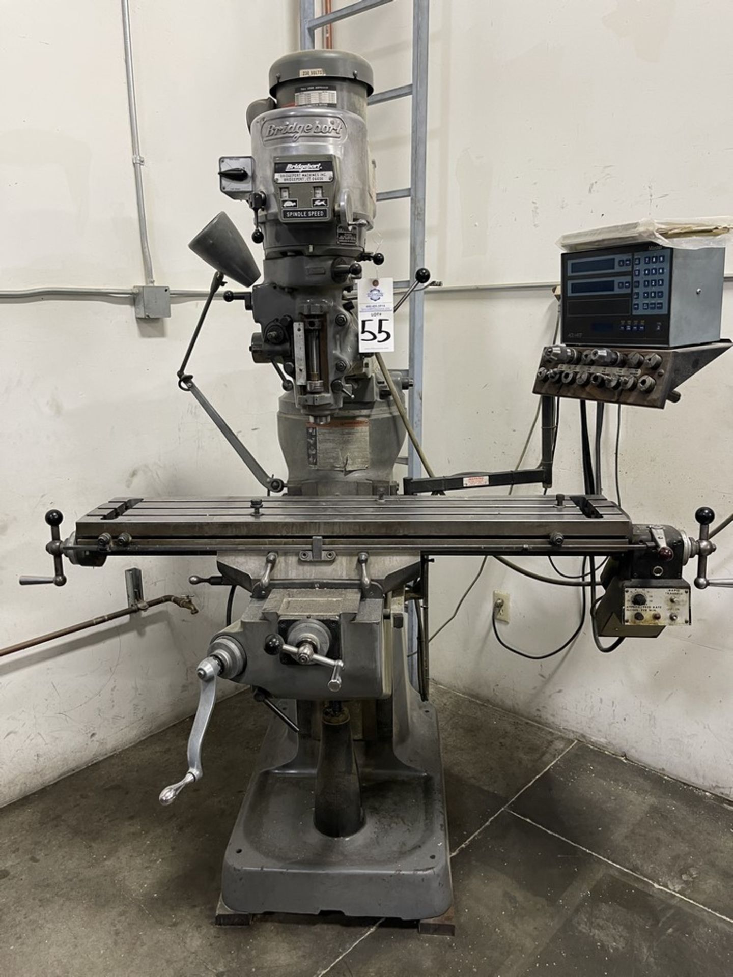 Bridgeport Vertical Milling Machine 48" x 9 T-Slotted Table, w/ Master MP DRO