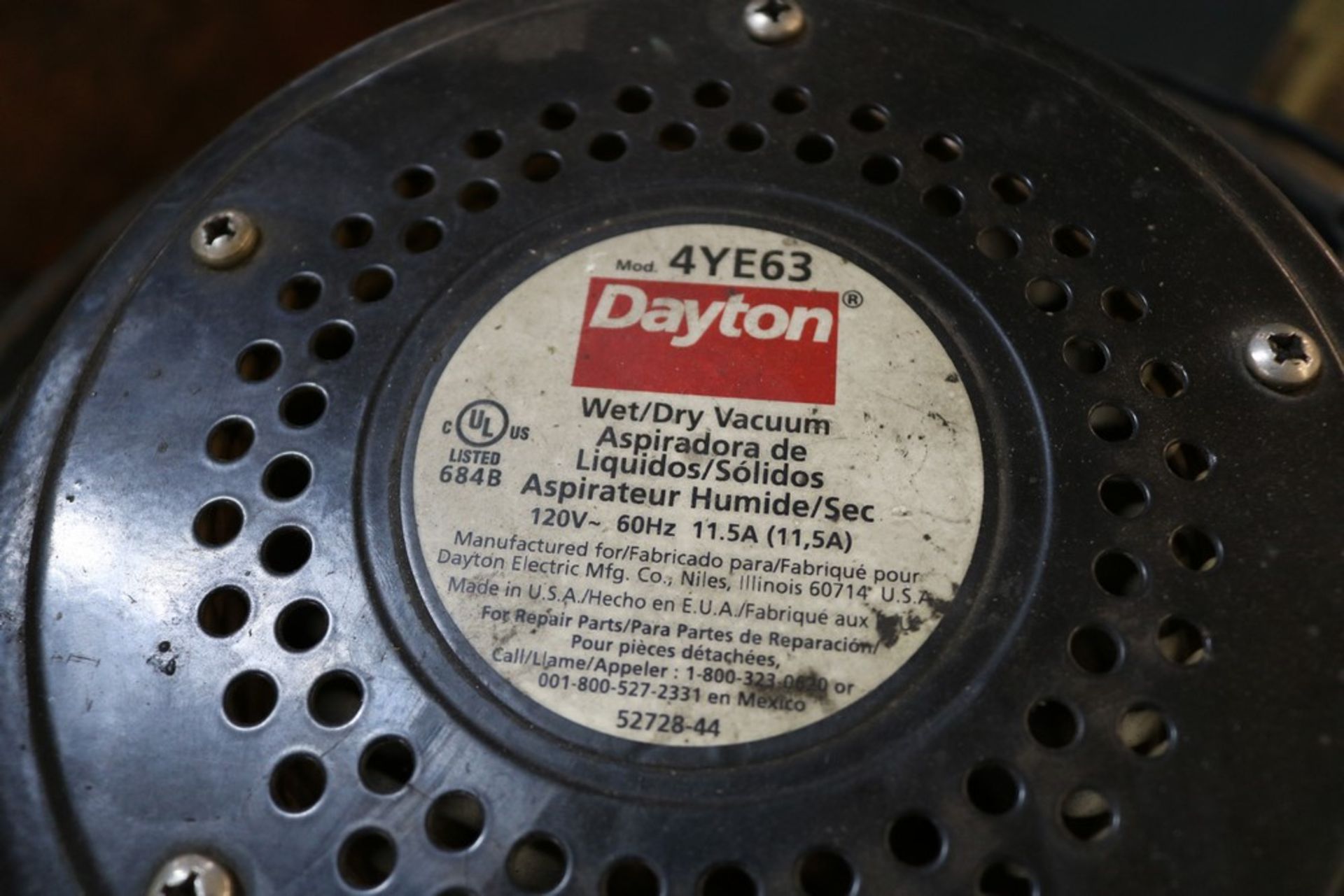 Dayton Portable Dry Vac Model 4YE63 - Image 3 of 4