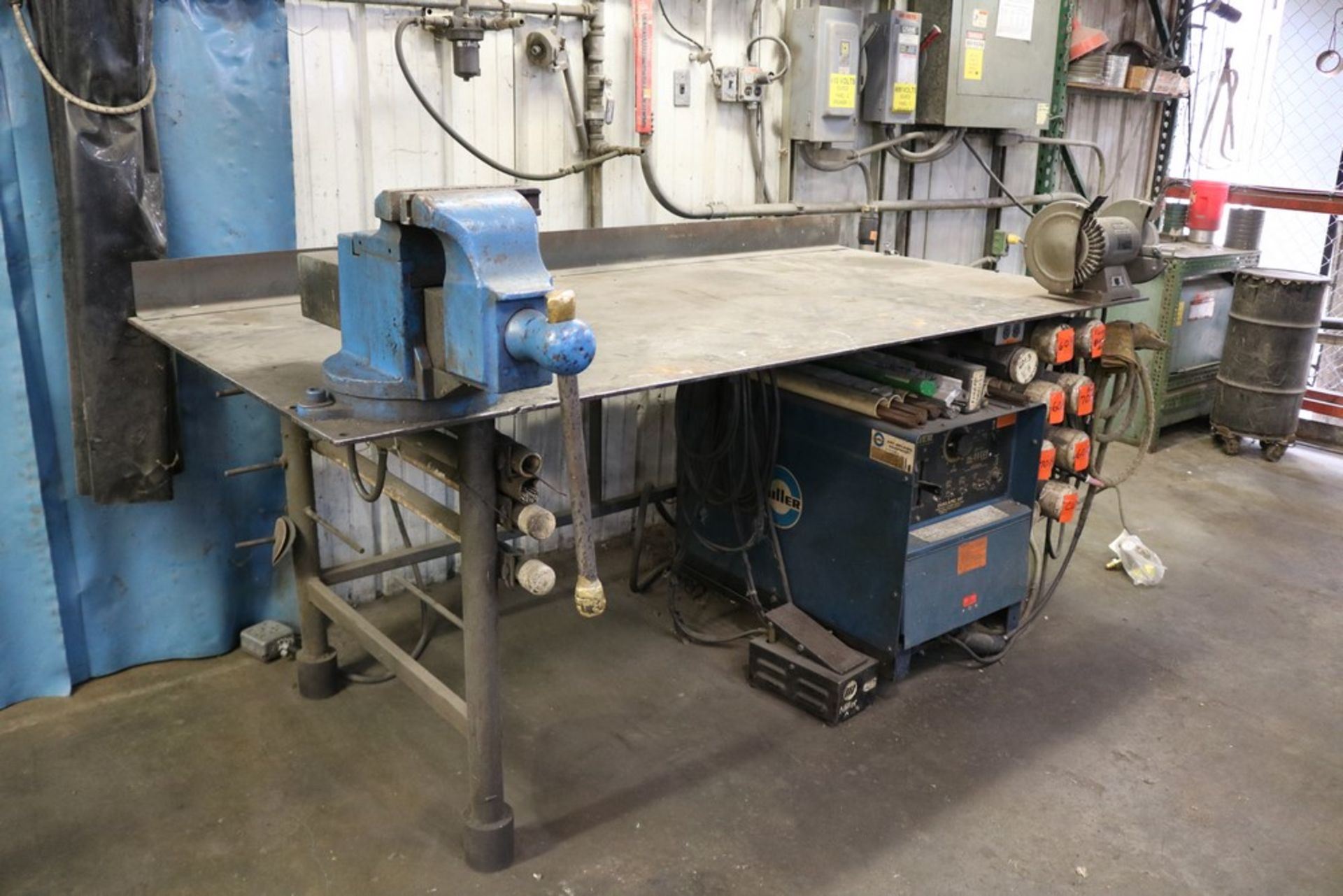 Heavy Duty Steel Welders Work Table with Industrial Heavy Duty 8" Vise and Buffalo 8" Electric Bench