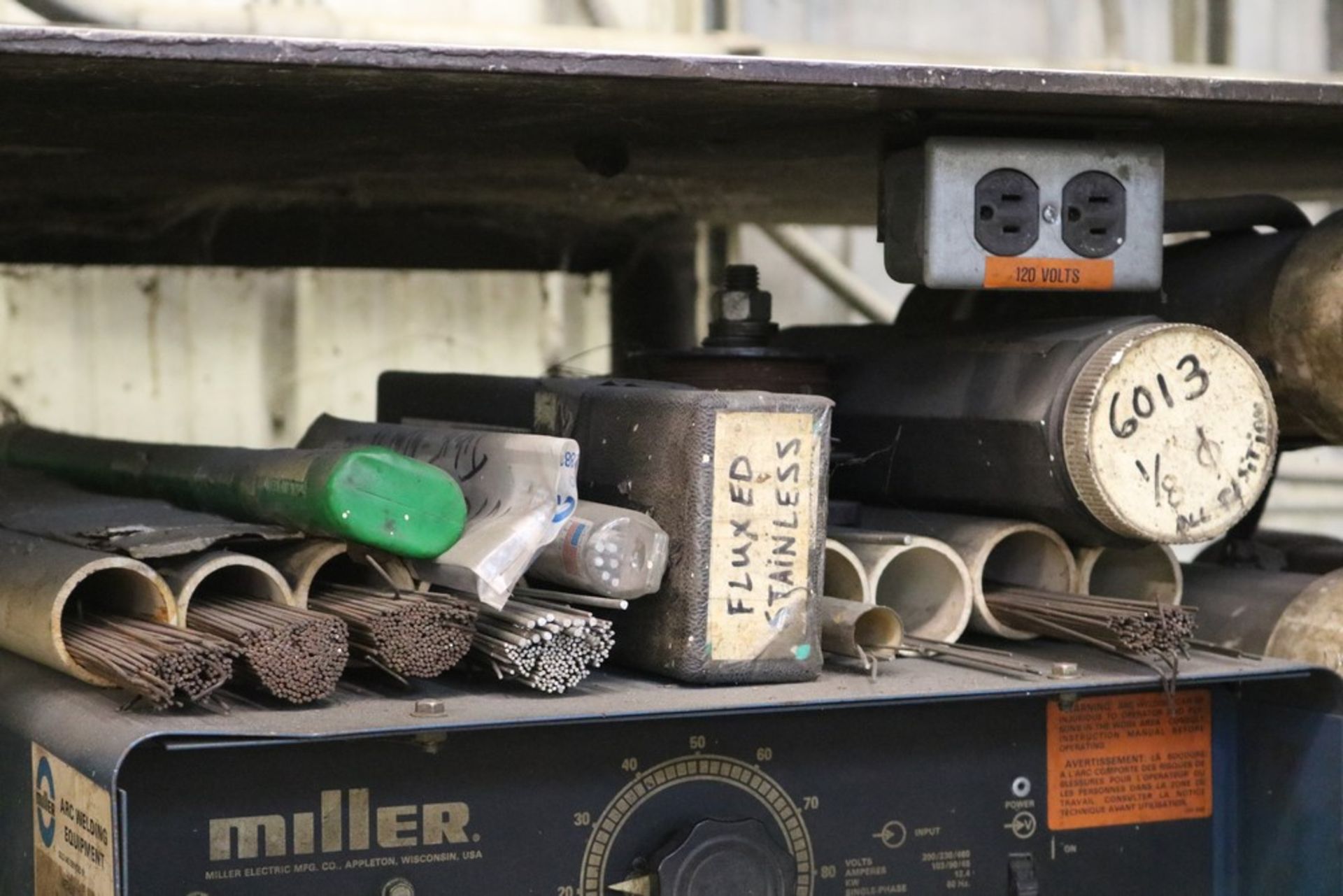 1989 Miller Dialarc HF Tig Welder with Various Welding Rods, Face Masks, Welding Parts and - Image 3 of 9