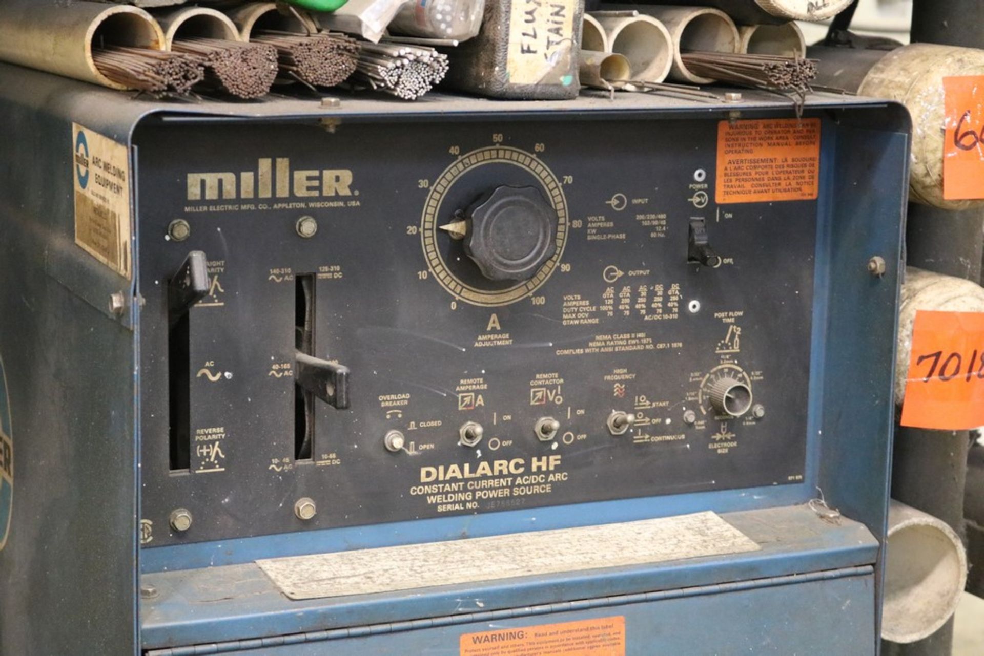 1989 Miller Dialarc HF Tig Welder with Various Welding Rods, Face Masks, Welding Parts and - Image 2 of 9