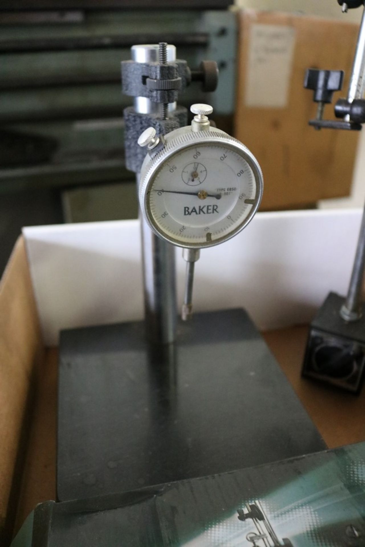 Magnetic Swivel Base with Dial Indicator and Black Granite Surface Inspection Plate with Baker - Image 2 of 5