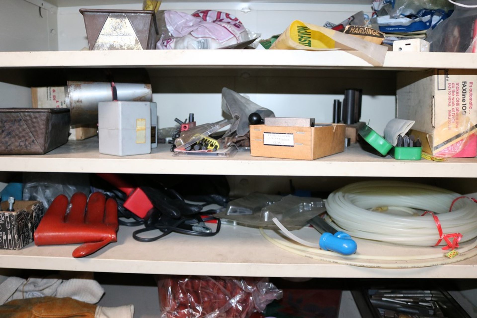 Cabinet with Various Items, Soldering Guns, Sand Paper, Lathe Tooling, Work Gloves, Stamping Sets - Image 3 of 5