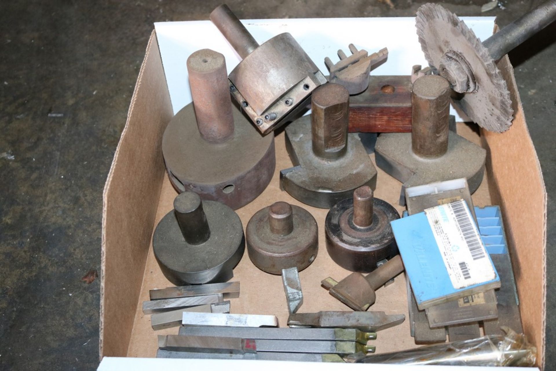 Box of Lathe Stick Tooling, OD Tooling, Lathe Inserts and Tailstock Dead Center