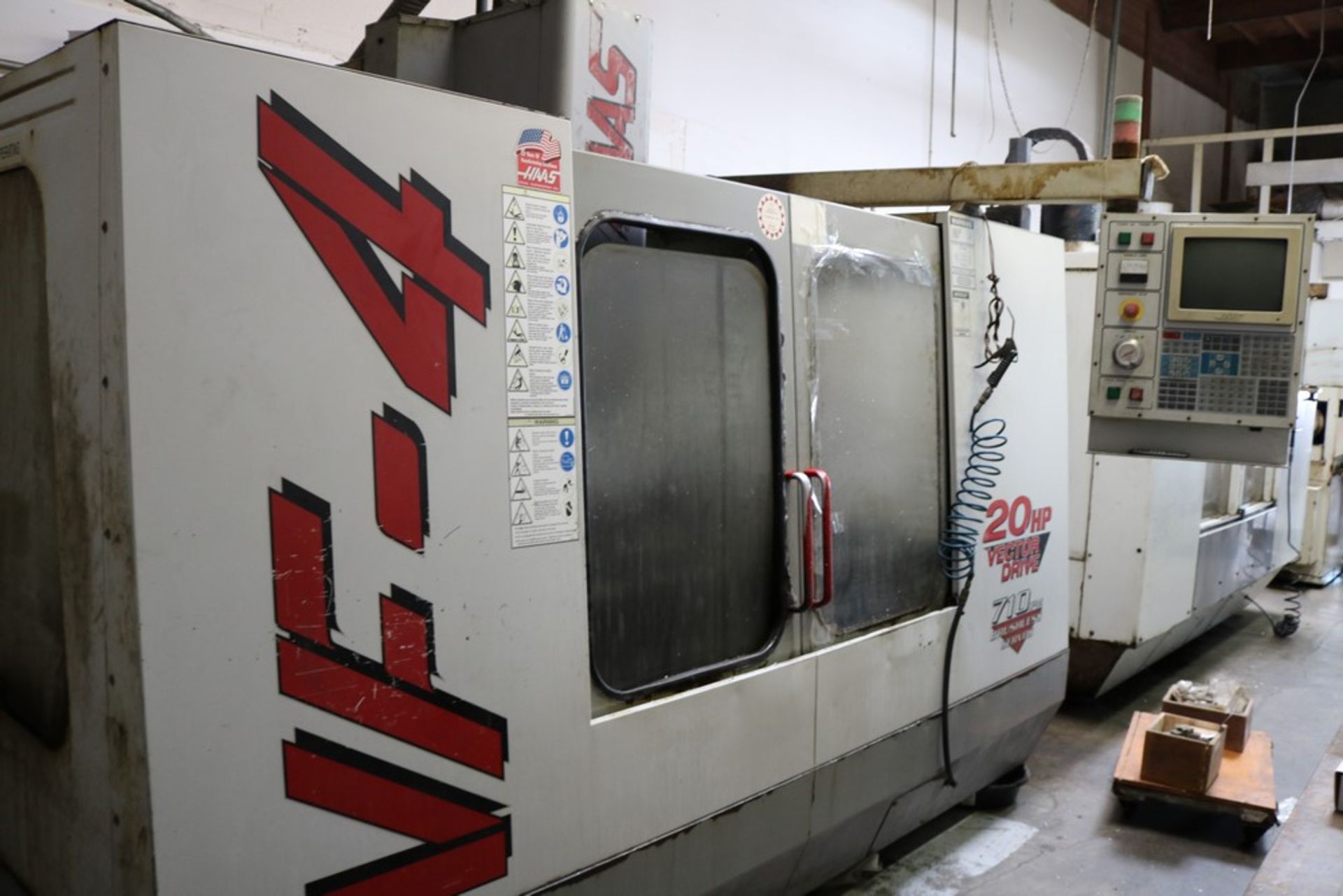 1999 Haas VF-4, 20 Station Umbrella Type Tool Changer, BT-40, Haas Control, 20HP, Chip Auger (