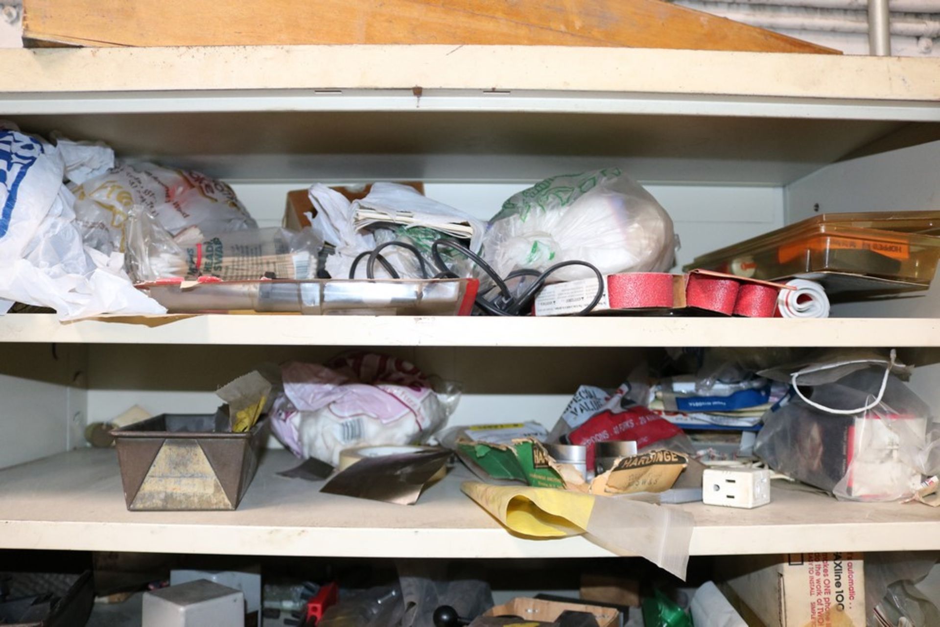 Cabinet with Various Items, Soldering Guns, Sand Paper, Lathe Tooling, Work Gloves, Stamping Sets - Image 2 of 5