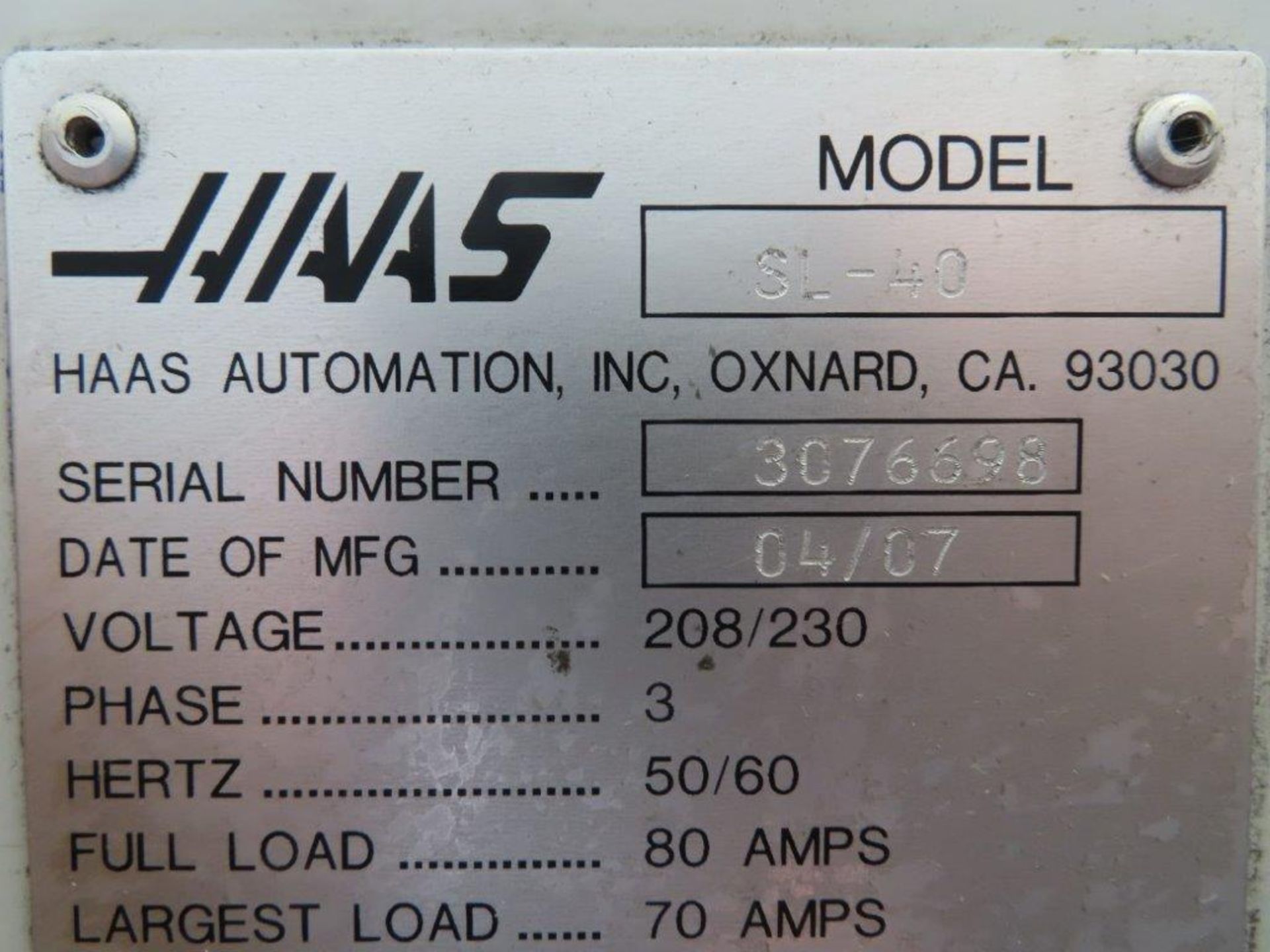 2007 Haas SL-40, CNC Lathe - Image 11 of 12