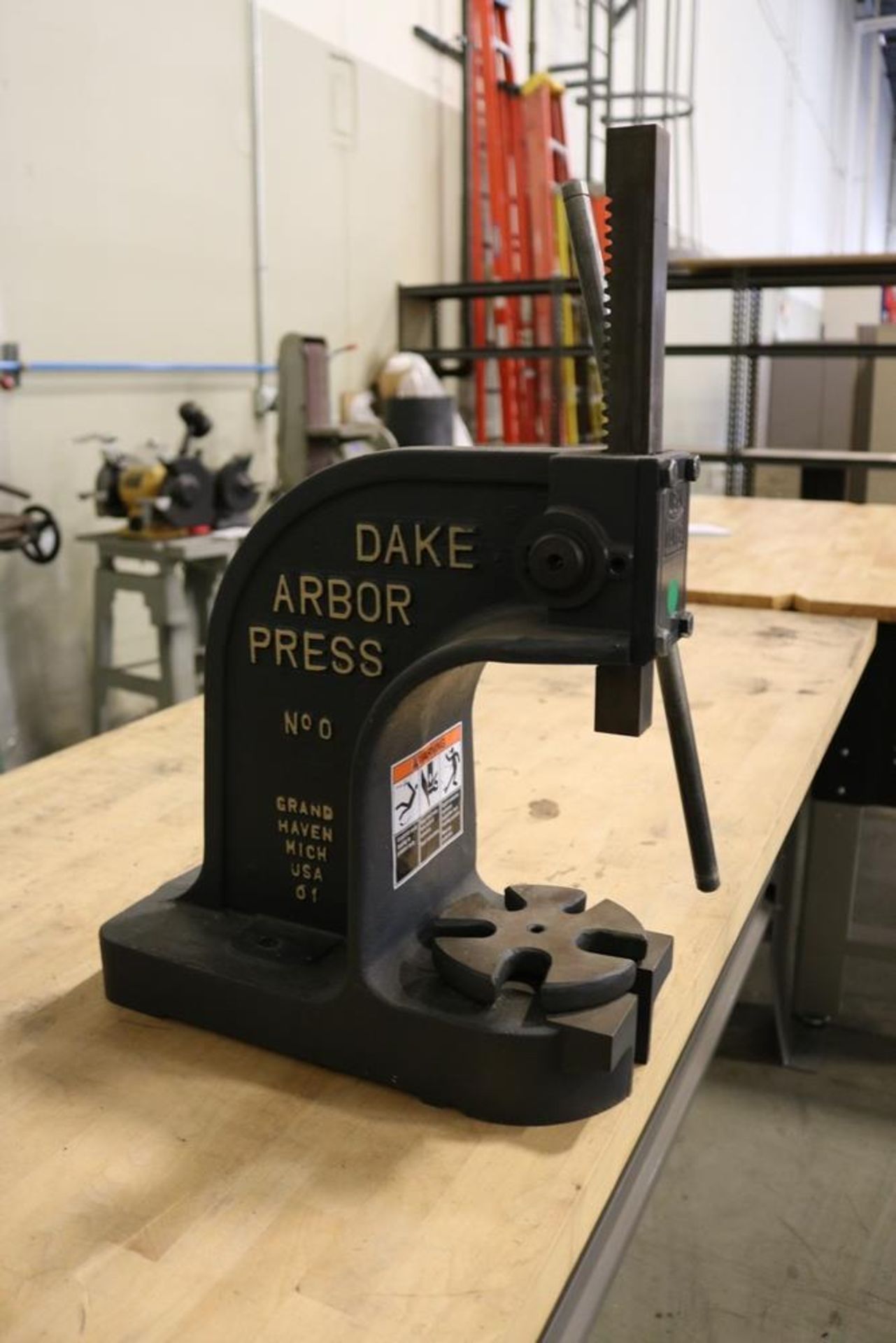 Wilton 8" Jaw Table Vice & Drake Abror Press No 0 With Wood Top Work Table 6' x 30" x 33 1/2" - Image 2 of 5