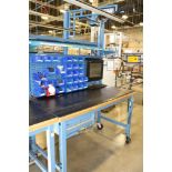 Global Industrial Heavy Duty Rolling Work Tables 5' x 30" x 3' Table Overhead Light Peg Board