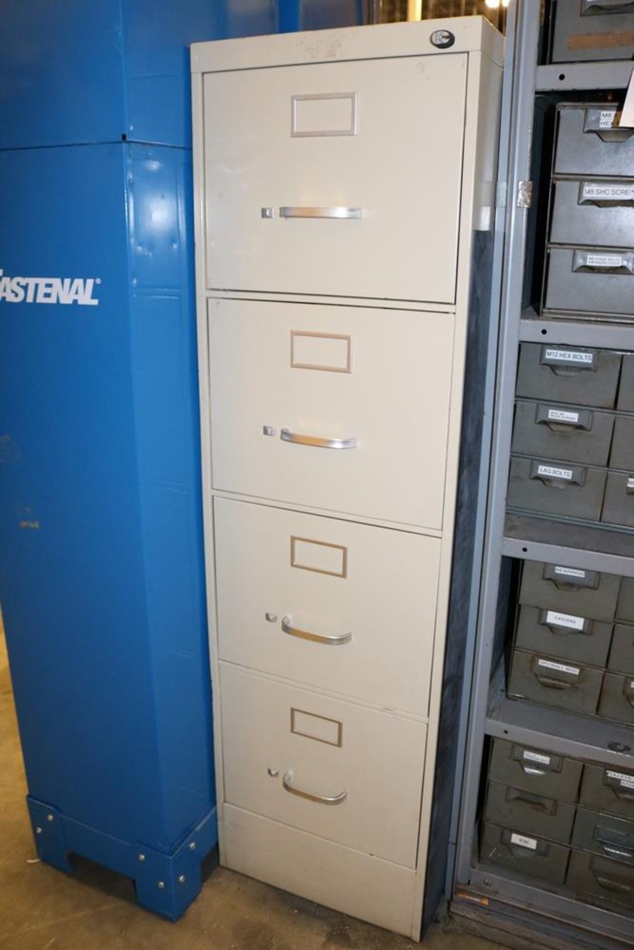 Filing Cabinet w/ Various items Apex Sockets, Drivers, nuts bolts, and others