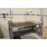 Woodtop 2 Drawer w/ contents Work Table w/ Power Bar & Overhead Light