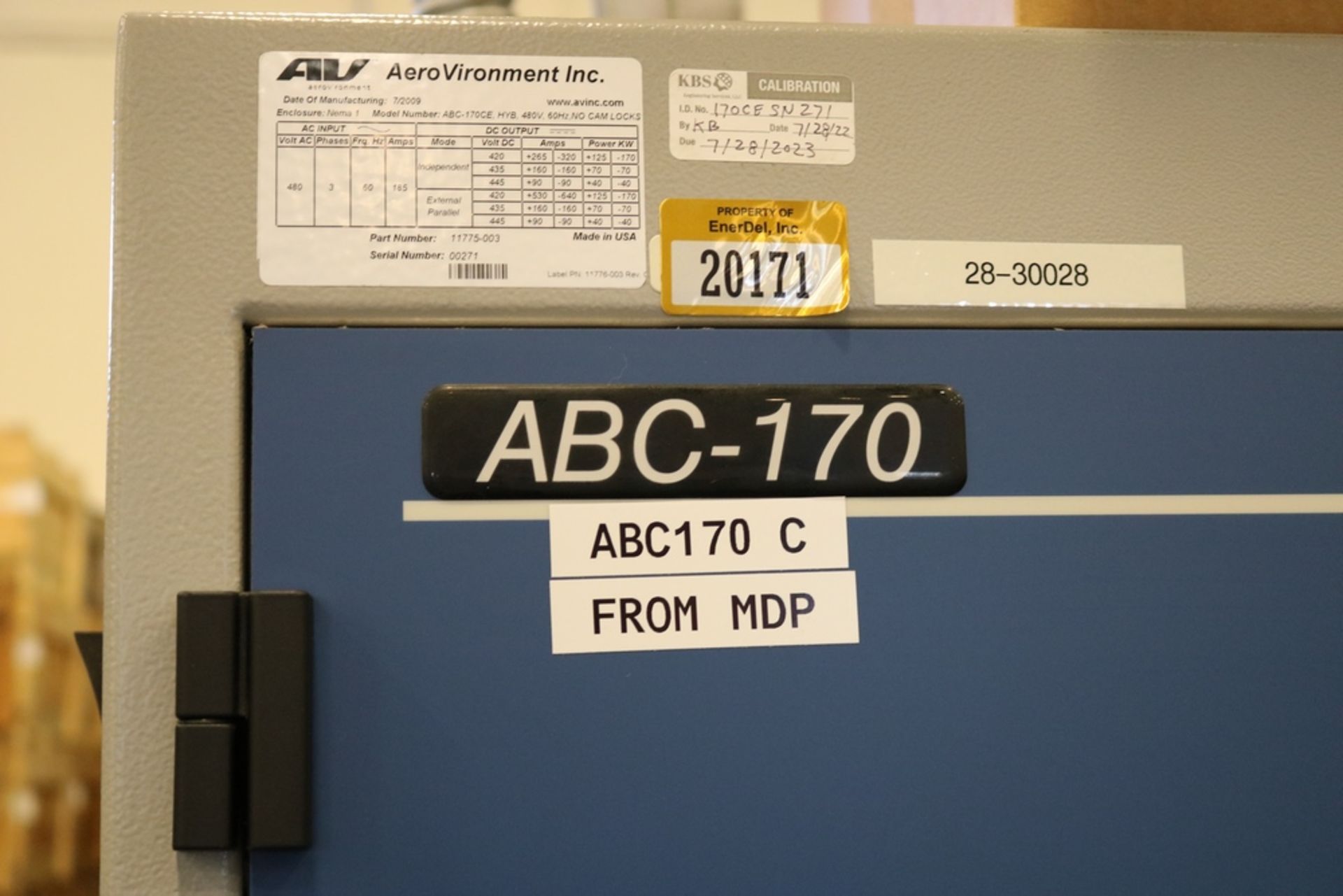 2009 AeroVironment Inc ABC-170 Model ABC-170CE S/N 00271 Includes Poewr Cables Rolling Controllers - Image 2 of 14