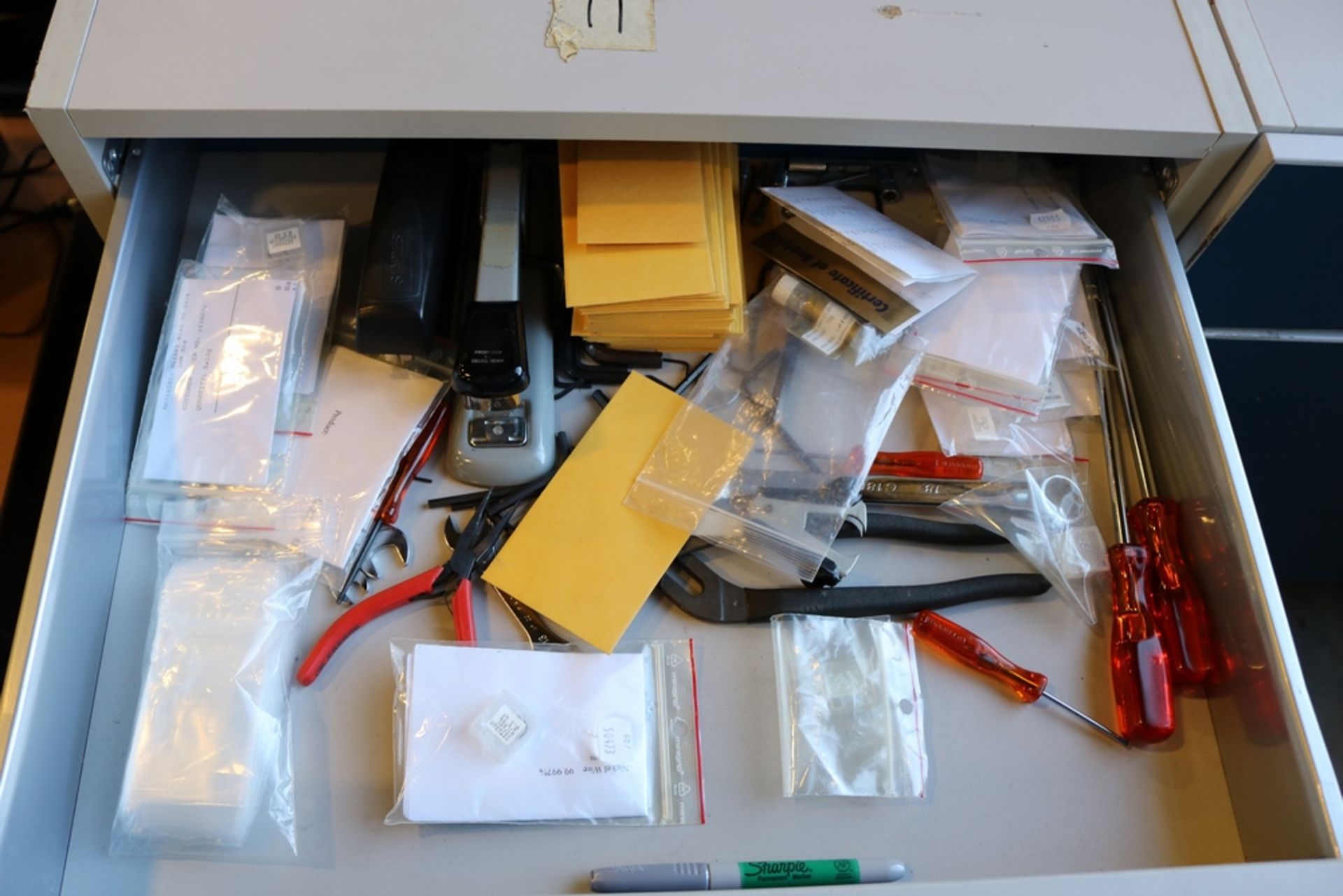 (3) Rolling Office Cabinet With Contents, Tools, Inspection Materials and Others - Image 2 of 7