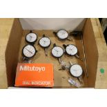 (7) Mitutoyo 0-1" Drop Indicators & (1) Starrett .0005" to .1025" Drop Indicator