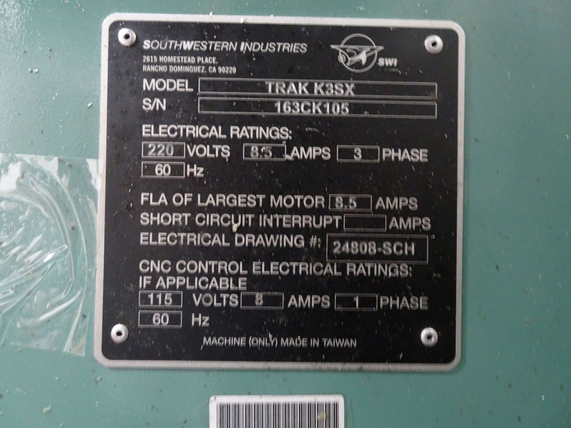 2016 Southwestern Industries TRAK K3SX CNC Knee Mill - Image 9 of 11