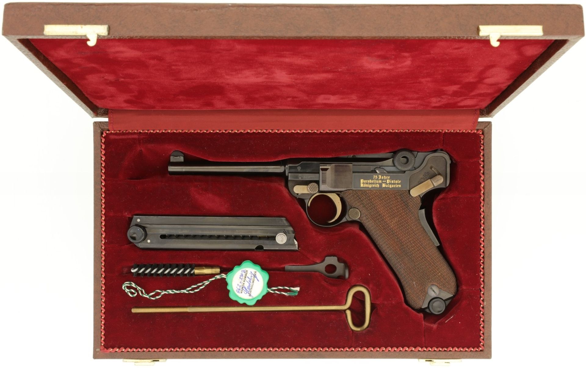 Jubiläumspistole, Mauser Parabellum 75 Jahre Parabellum-Pistole Königreich Bulgarien, Kal. 7.65mmPar