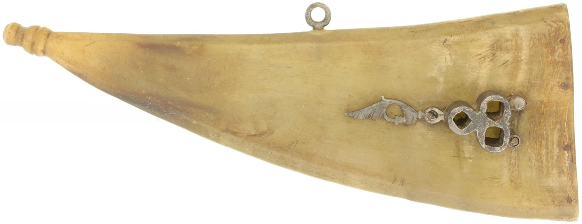 Pulverhorn mit Radschloss-Schlüssel, um 1600