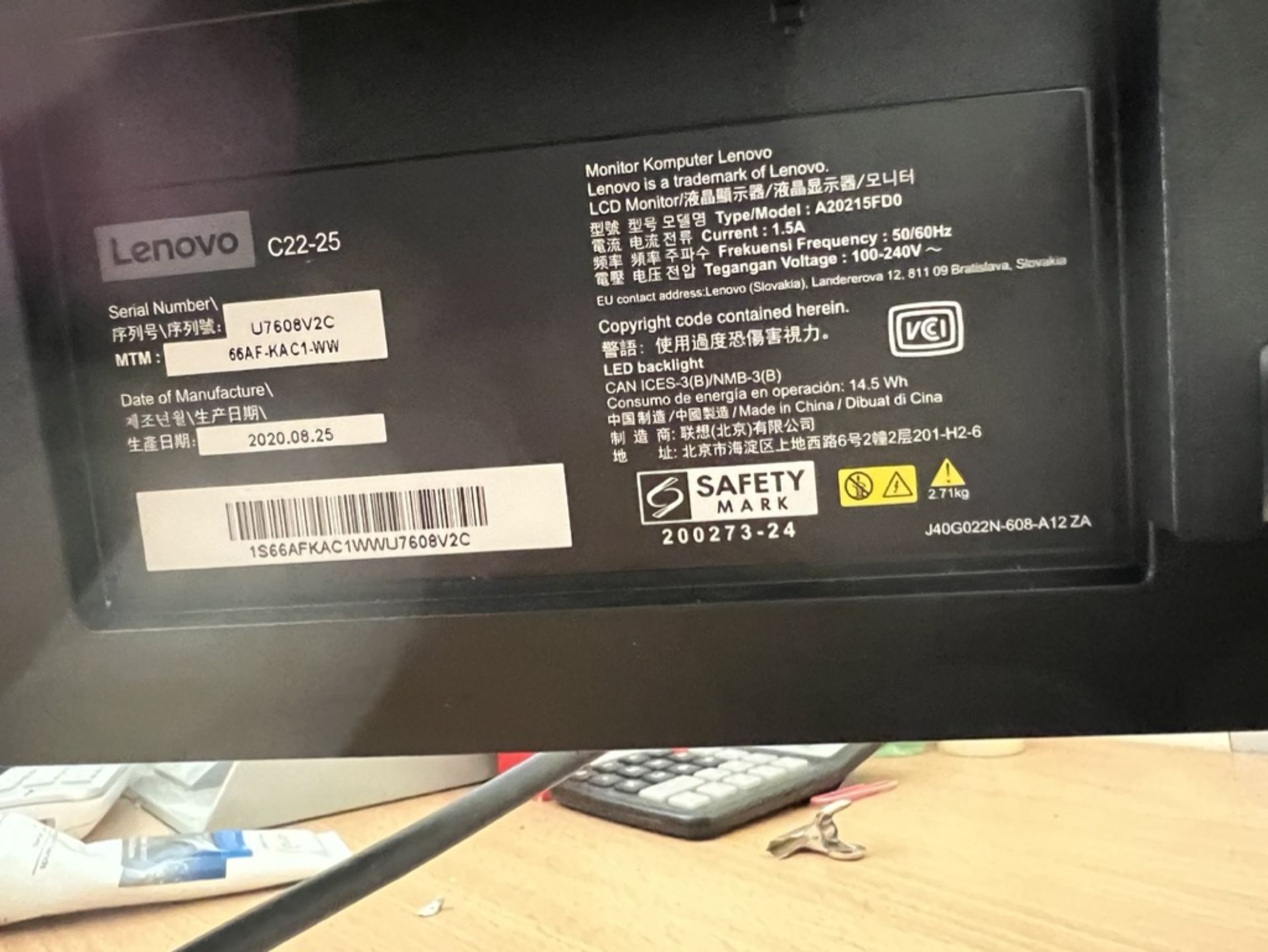 4 x Lenovo A20215FDO LED Monitors - Image 2 of 3