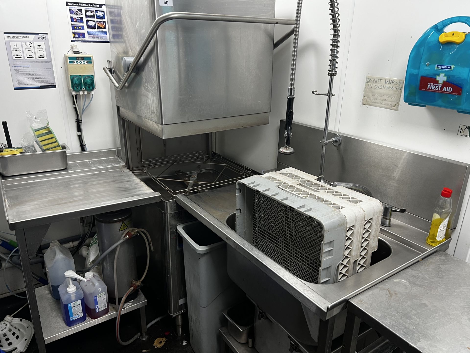 Proton W1400SA commercial pass-through dishwasher system
