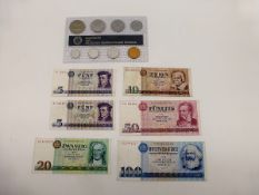 DDR Münzsatz u. 6 Banknoten
