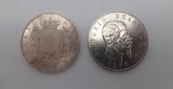 Italien 2x 5 Lira 1870/73