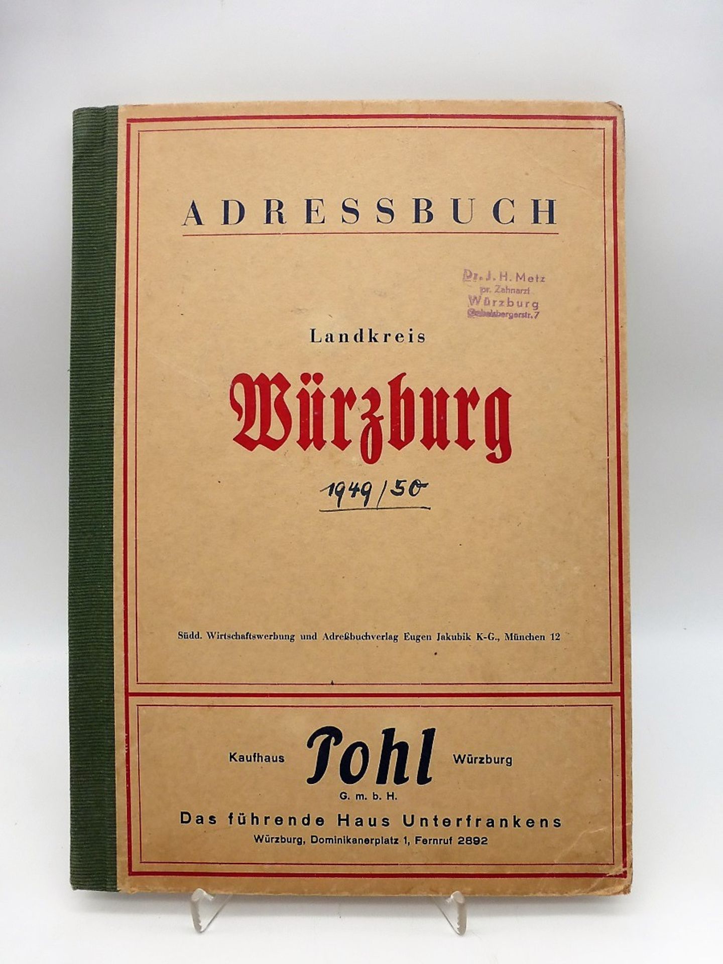 Seltenes Adressbuch, Landkreis Würzburg 1949/1950, I. Auflage, 82 ...