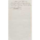 Joh. W. von Goethe, Schriftstück mit Unterschrift 'JW Goethe' und 2 eigenhändigen Zeilen.