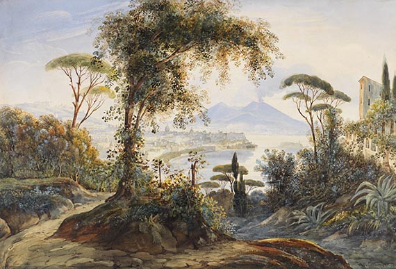 Johann Jakob Wolfensberger 1797 Rumlikon - 1850 Zürich Ansicht von Neapel mit dem Golf und dem Vesuv