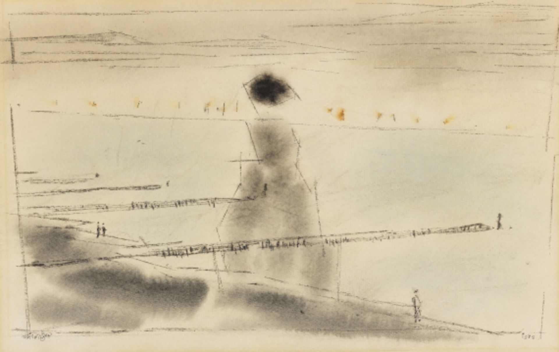 Lyonel Feininger 1871 New York - 1956 New York Black Sun Over Sea. 1948. Aquarell und