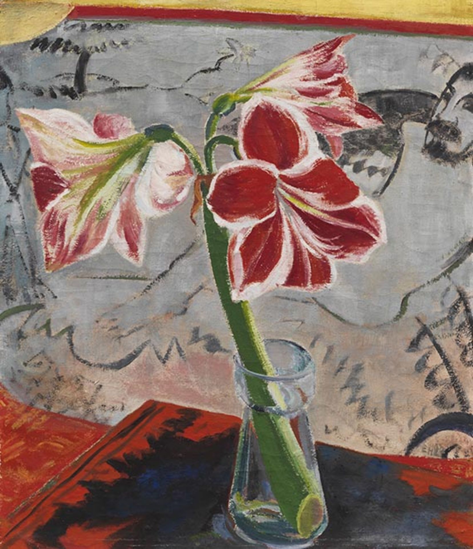 Erich Heckel 1883 Döbeln/Sachsen - 1970 Radolfzell/Bodensee Amaryllis. 1927. Öl auf rot