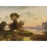 Heinrich Dreber 1822 Dresden - 1875 Anticoli di Campagna Arkadische Landschaft. Um 1860. Öl auf