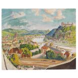 Erich Heckel 1883 Döbeln/Sachsen - 1970 Radolfzell/Bodensee Würzburg. Landschaft mit drei Brücken.