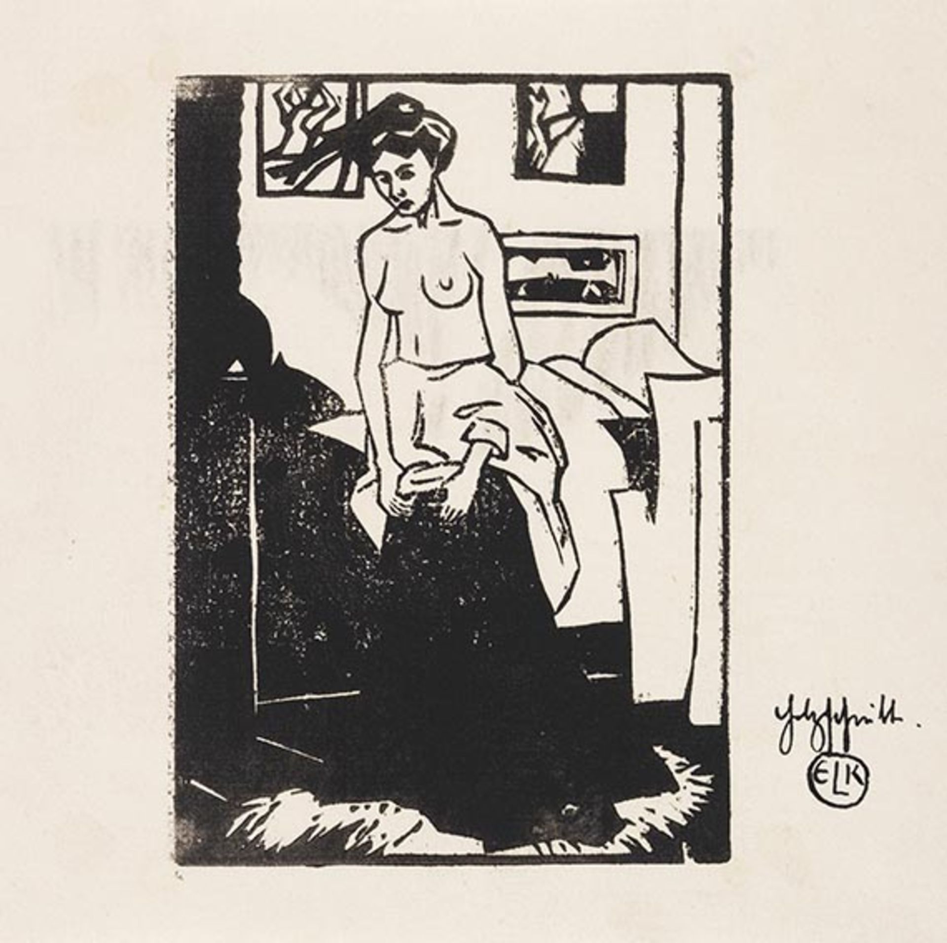 Ernst Ludwig Kirchner 1880 Aschaffenburg - 1938 Davos Sich entkleidendes Mädchen - Das Modell 1.