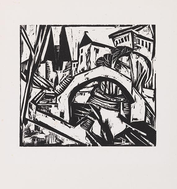 Ernst Ludwig Kirchner 1880 Aschaffenburg - 1938 Davos Elisabeth-Ufer (Berlin). 1913/14. Holzschnitt.