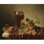 Johann Wilhelm Preyer 1803 Rheydt - 1889 Düsseldorf Stillleben mit Selbstportrait im Weinglas und